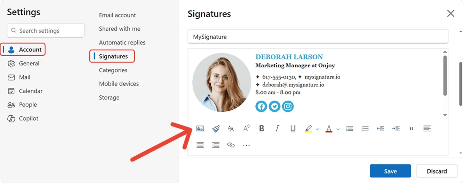 How to Add Instagram Icon to Outlook Signature