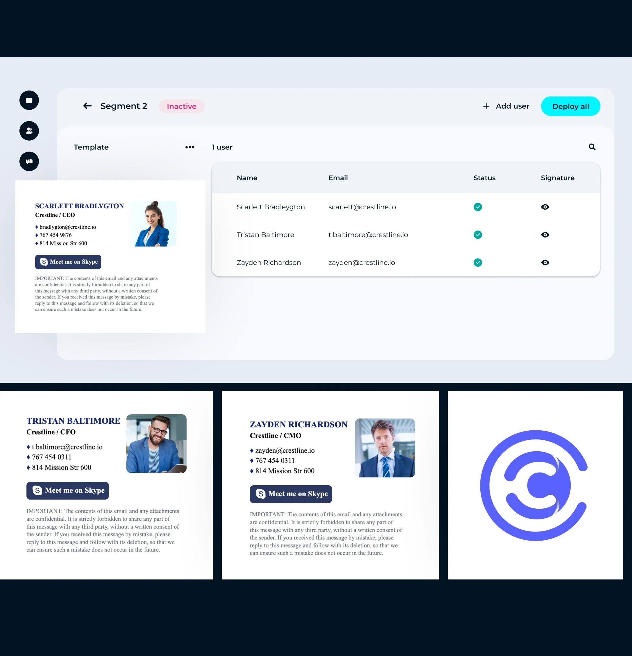 Gestiona fácilmente todas las firmas de los empleados de toda la empresa