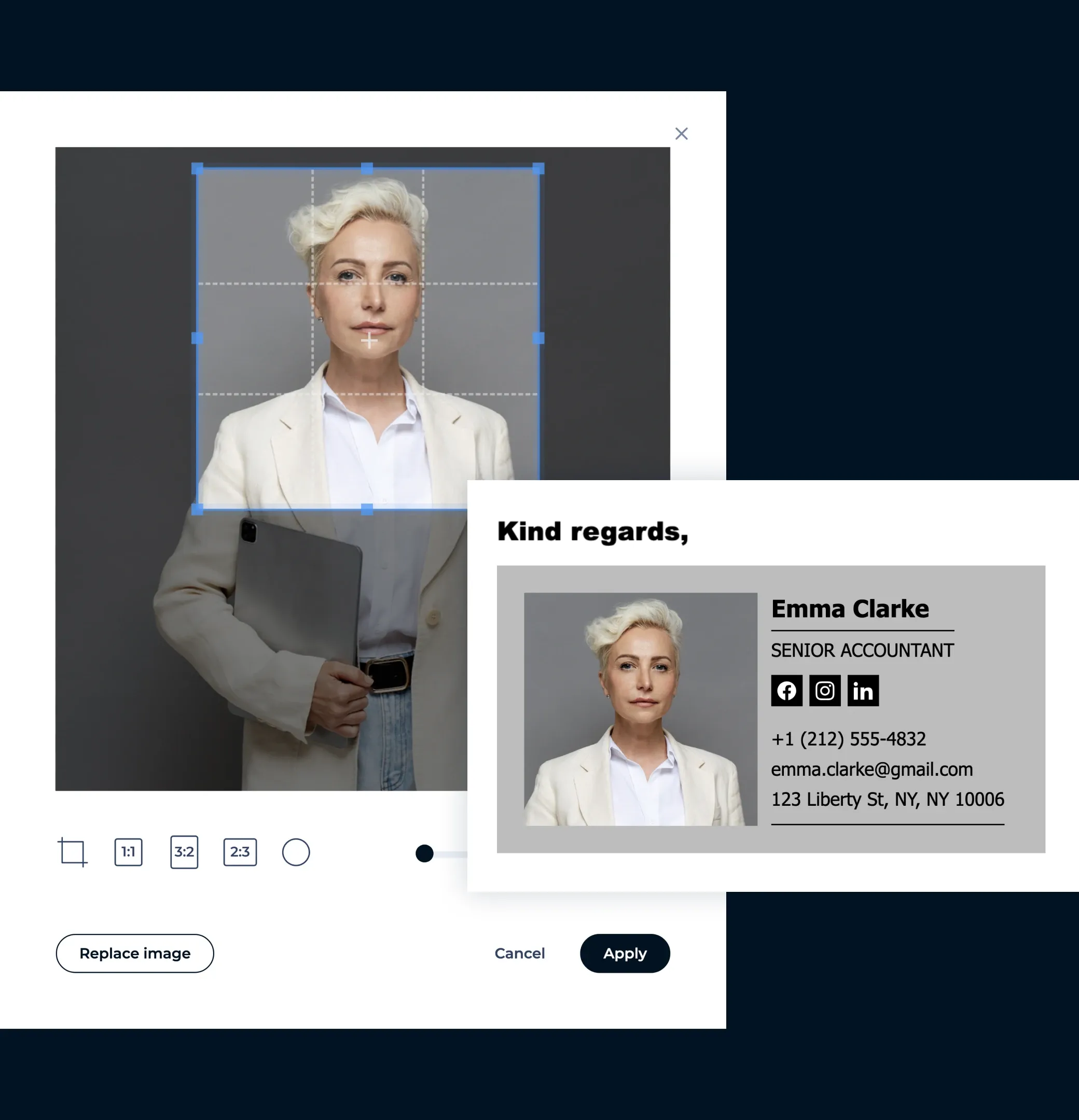 Add a professional photo or company logo