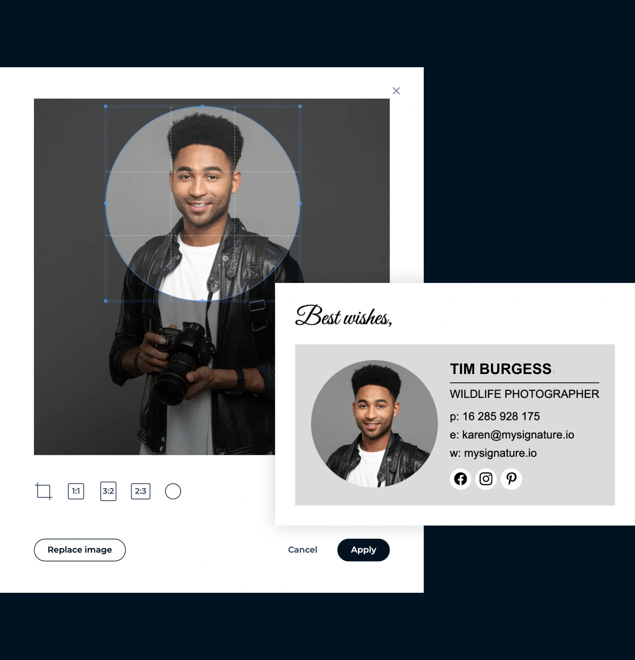Utiliza un retrato o logotipo profesional