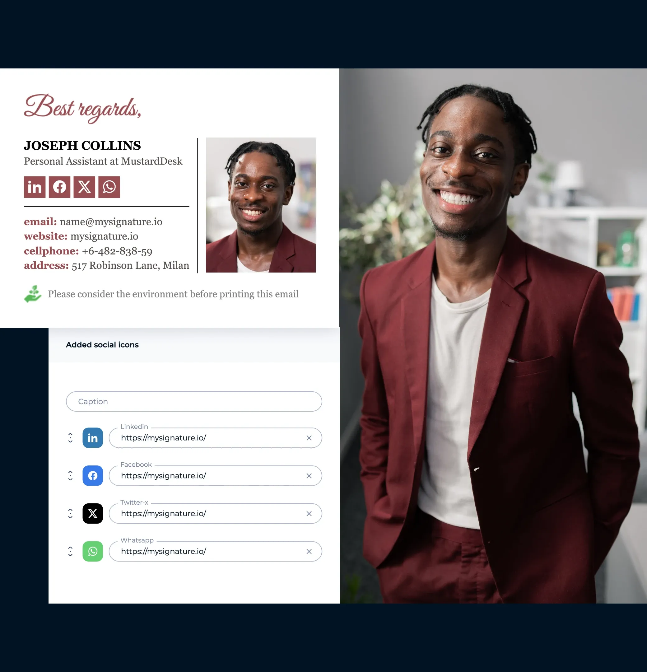 Link to your social profiles