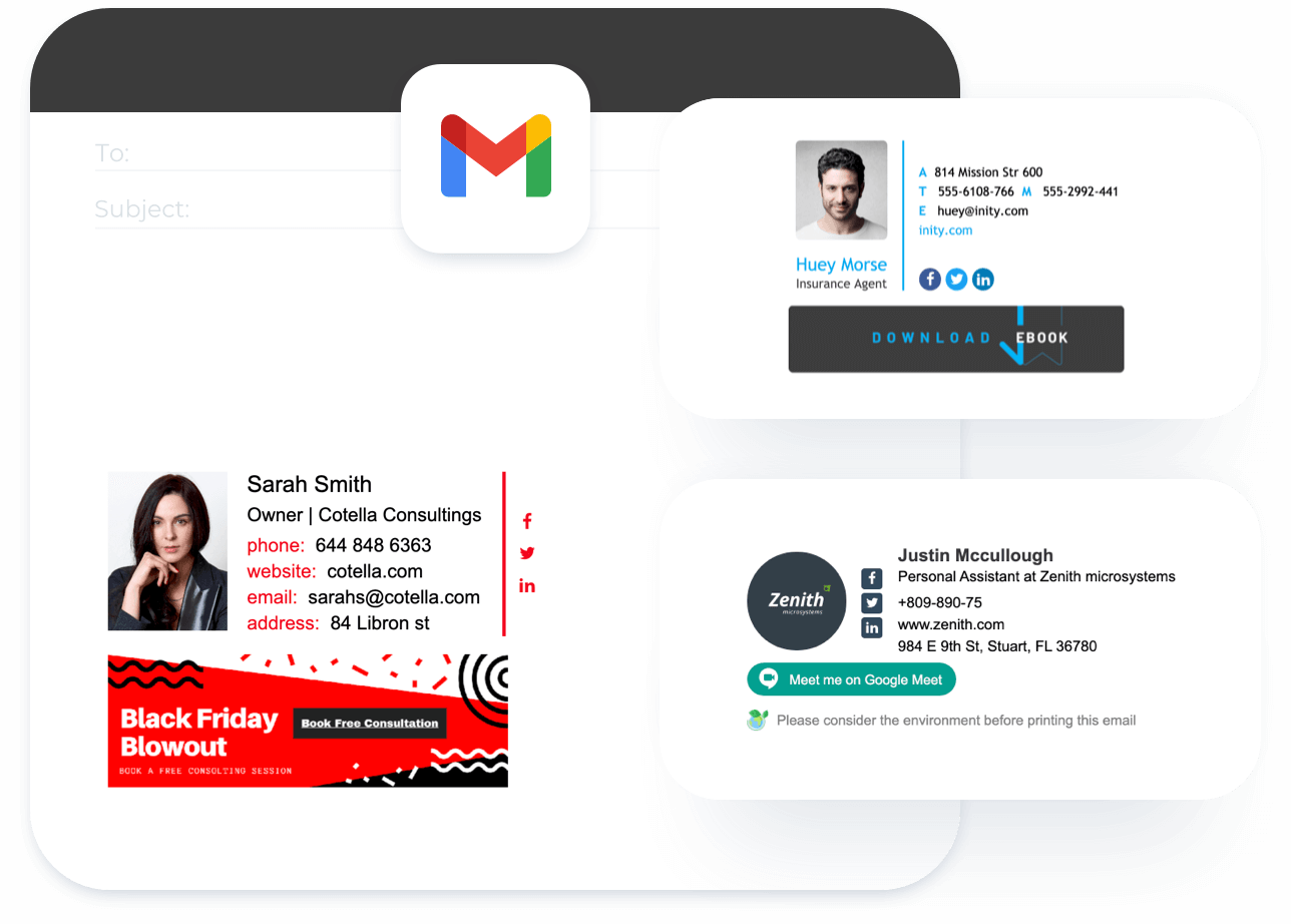 Ejemplos de firmas de Gmail